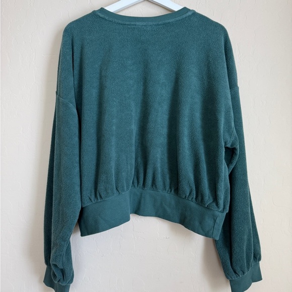 Halloween Town Oversized Terry Cloth Pullover Crew Neck Dark Green Women XLarge - Picture 7 of 8